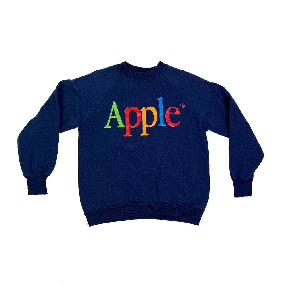 Vintage Apple Computers Rainbow Logo Crewneck Navy Sweatshirt